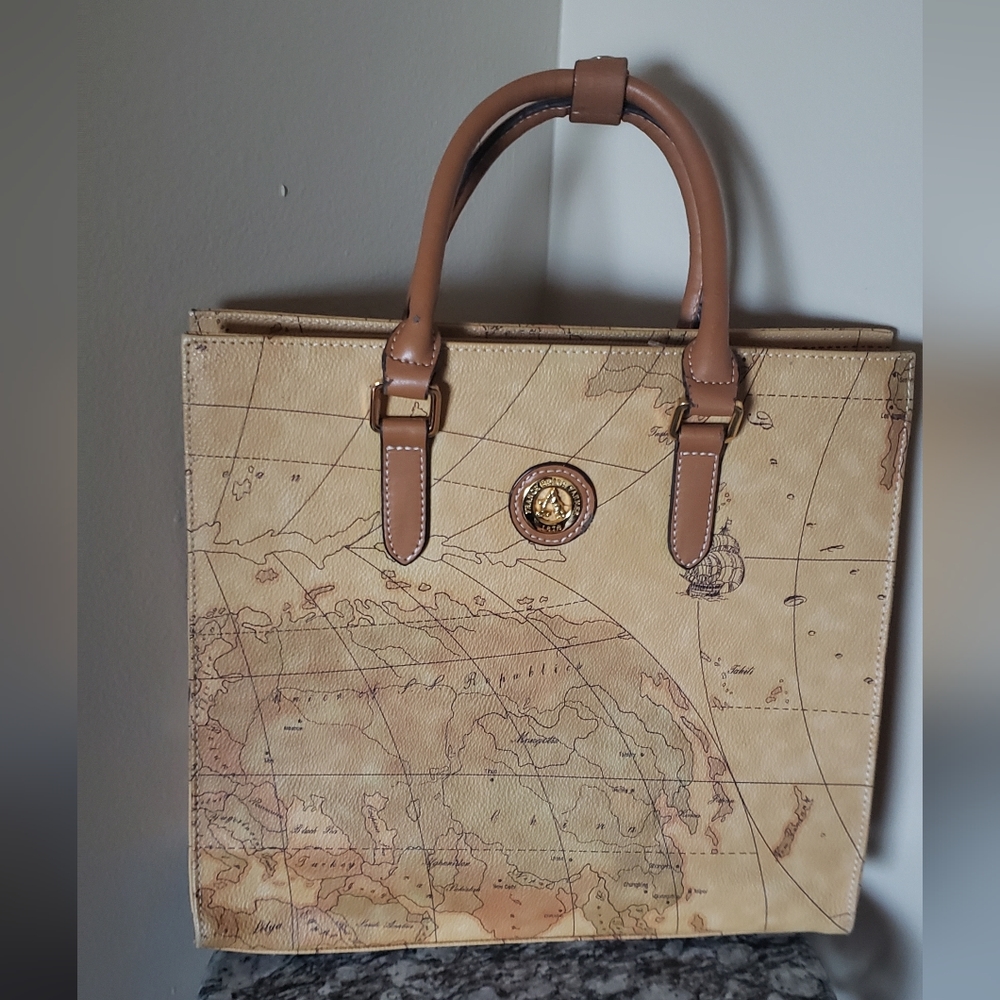 France Frank Farmer Purse 1878 BROWN AND Tan Map Purse